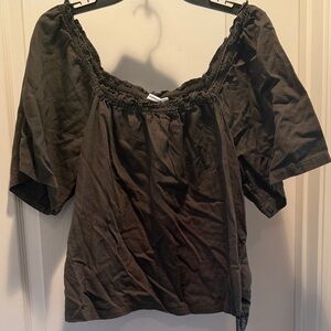 GAP Women's Dark Green Off-Shoulder Blouse